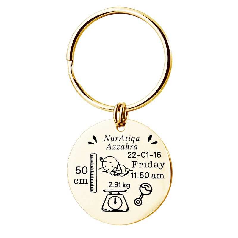 Personalized Keychain with Baby's Birthday Details