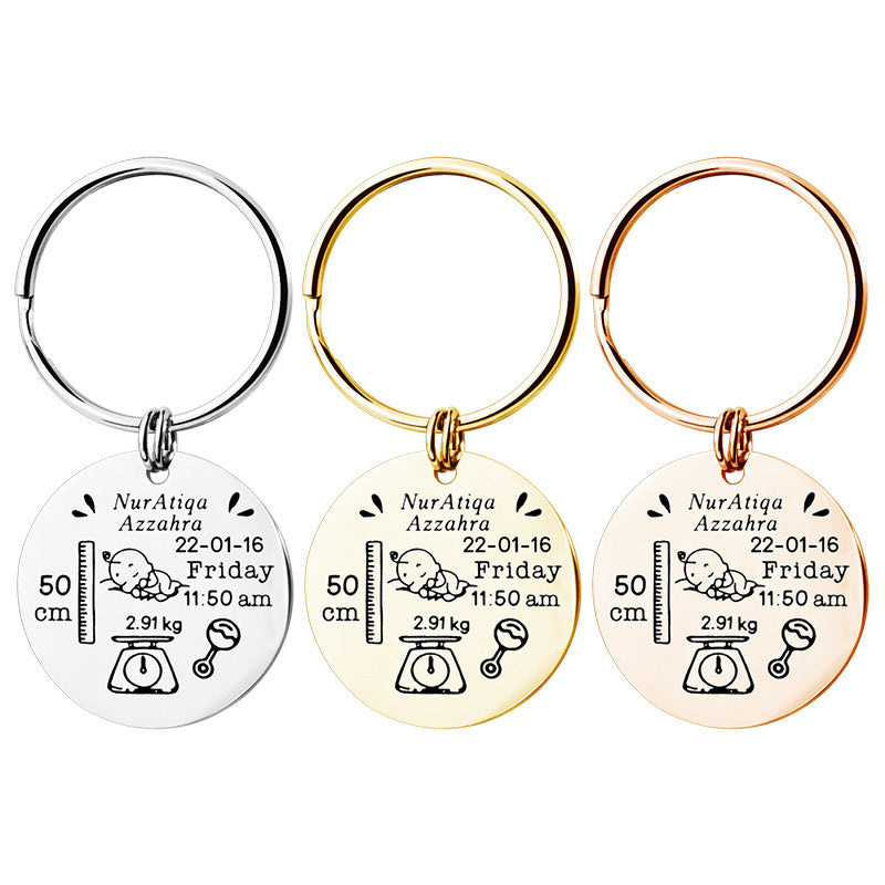 Personalized Keychain with Baby's Birthday Details