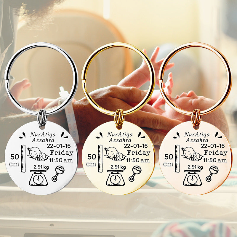 Personalized Keychain with Baby's Birthday Details