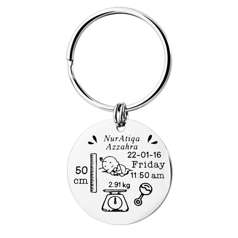 Personalized Keychain with Baby's Birthday Details