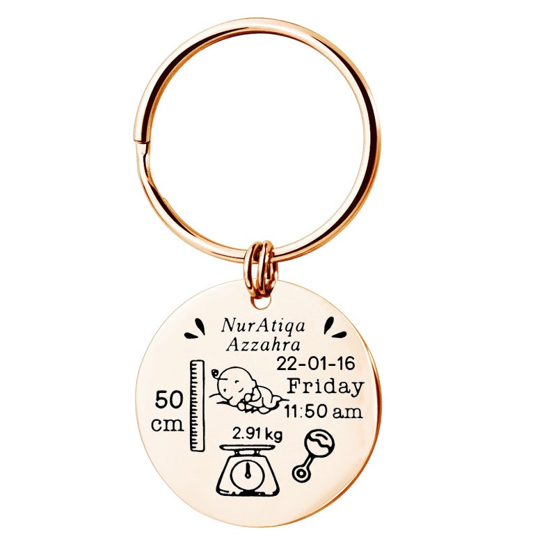 Personalized Keychain with Baby's Birthday Details