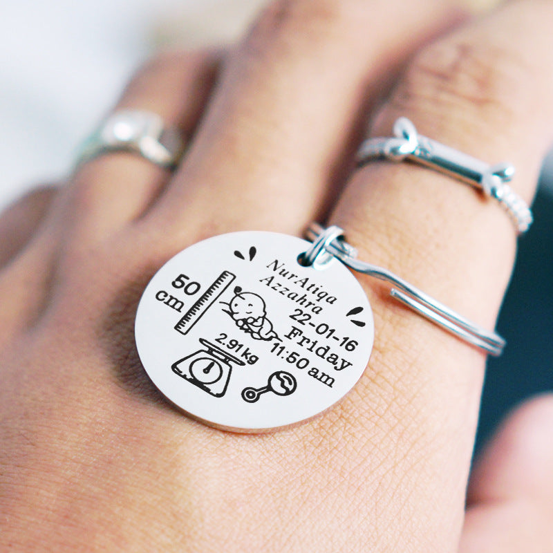 Personalized Keychain with Baby's Birthday Details