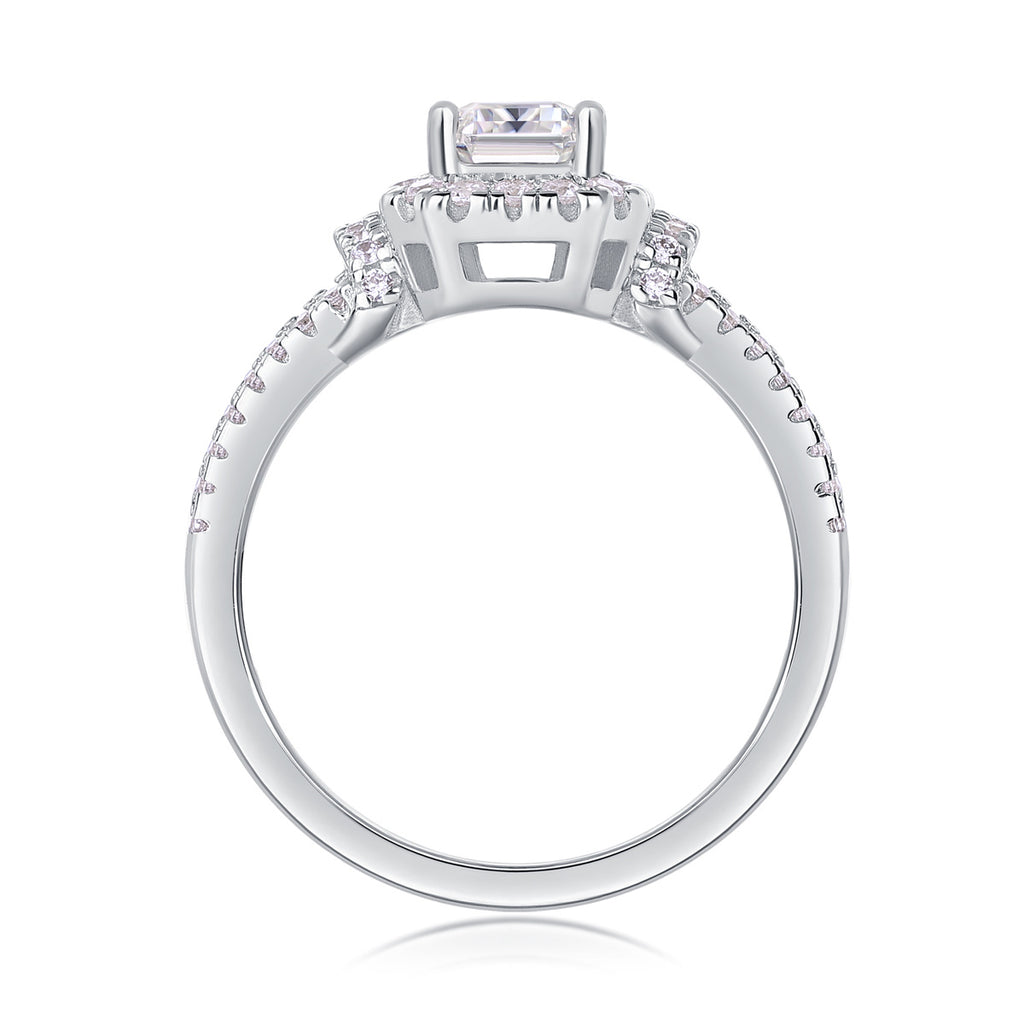 Square Moissanite Silver Ring
