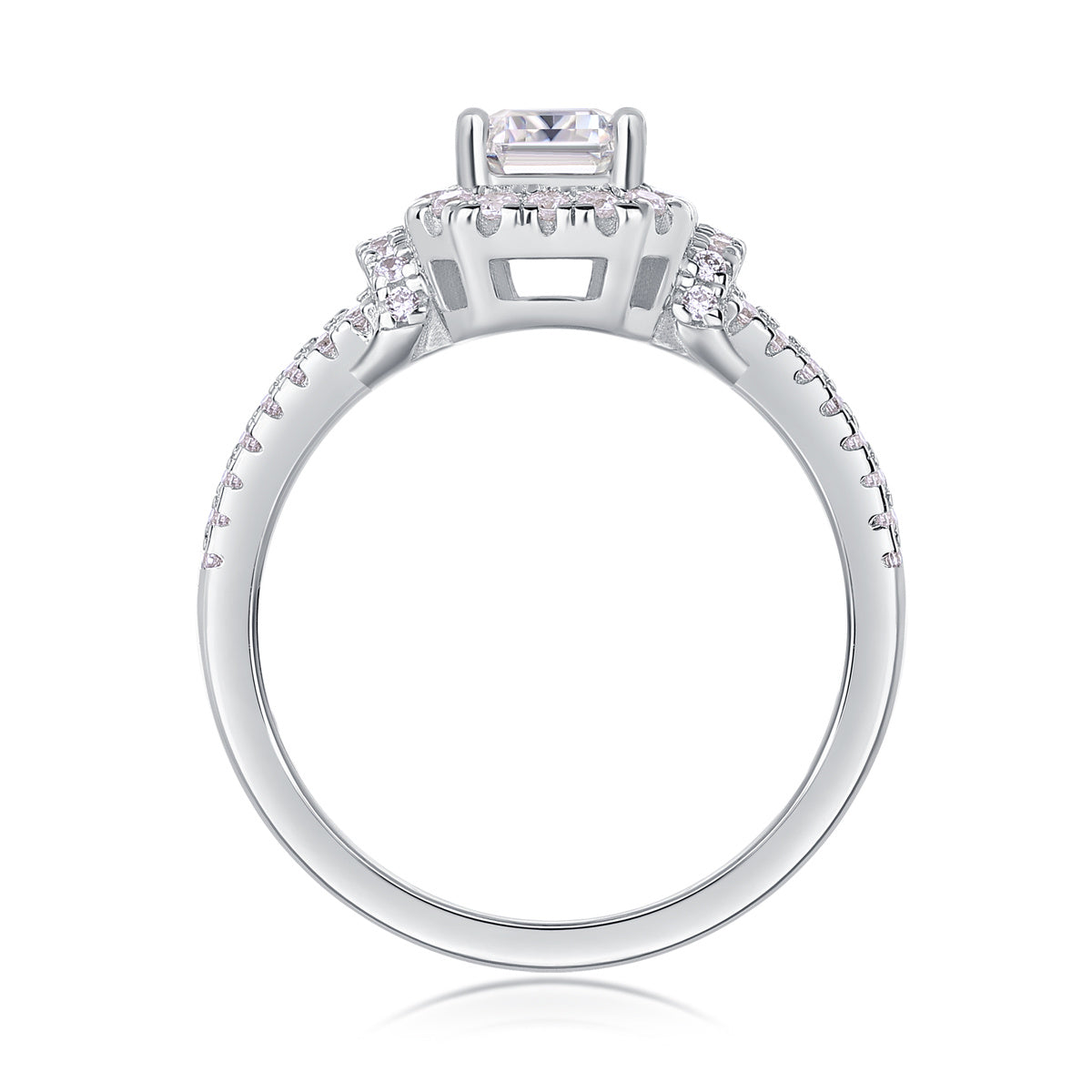 Square Moissanite Silver Ring