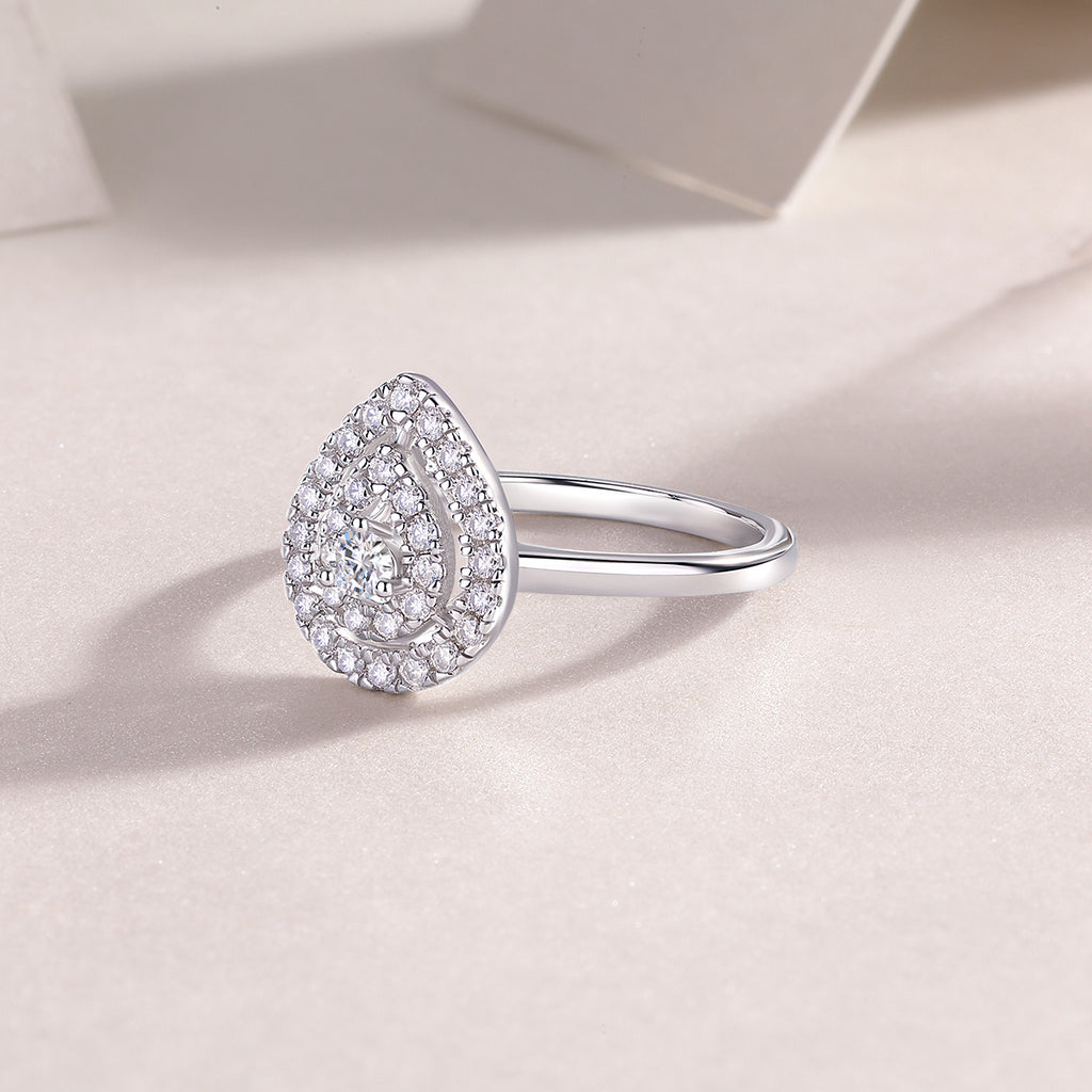 Large Moissanite Diamond Ring Set in Silver