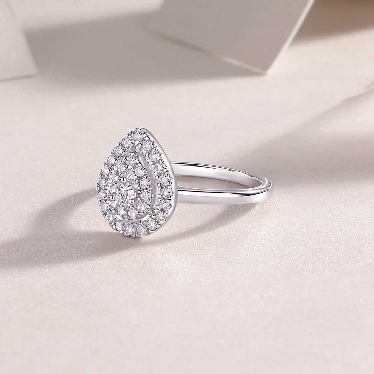 Large Moissanite Diamond Ring Set in Silver