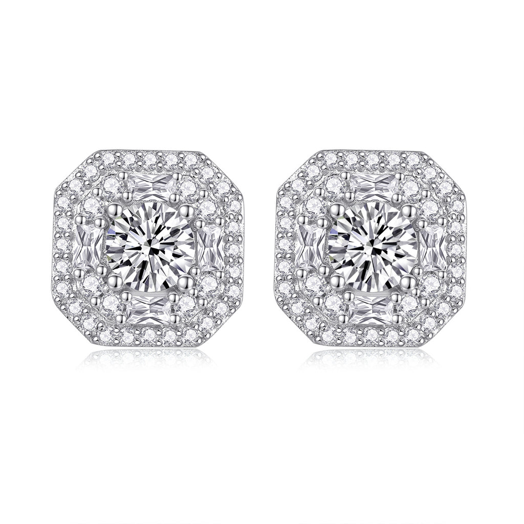 Luxury Moissanite Silver Diamond Stud Earrings