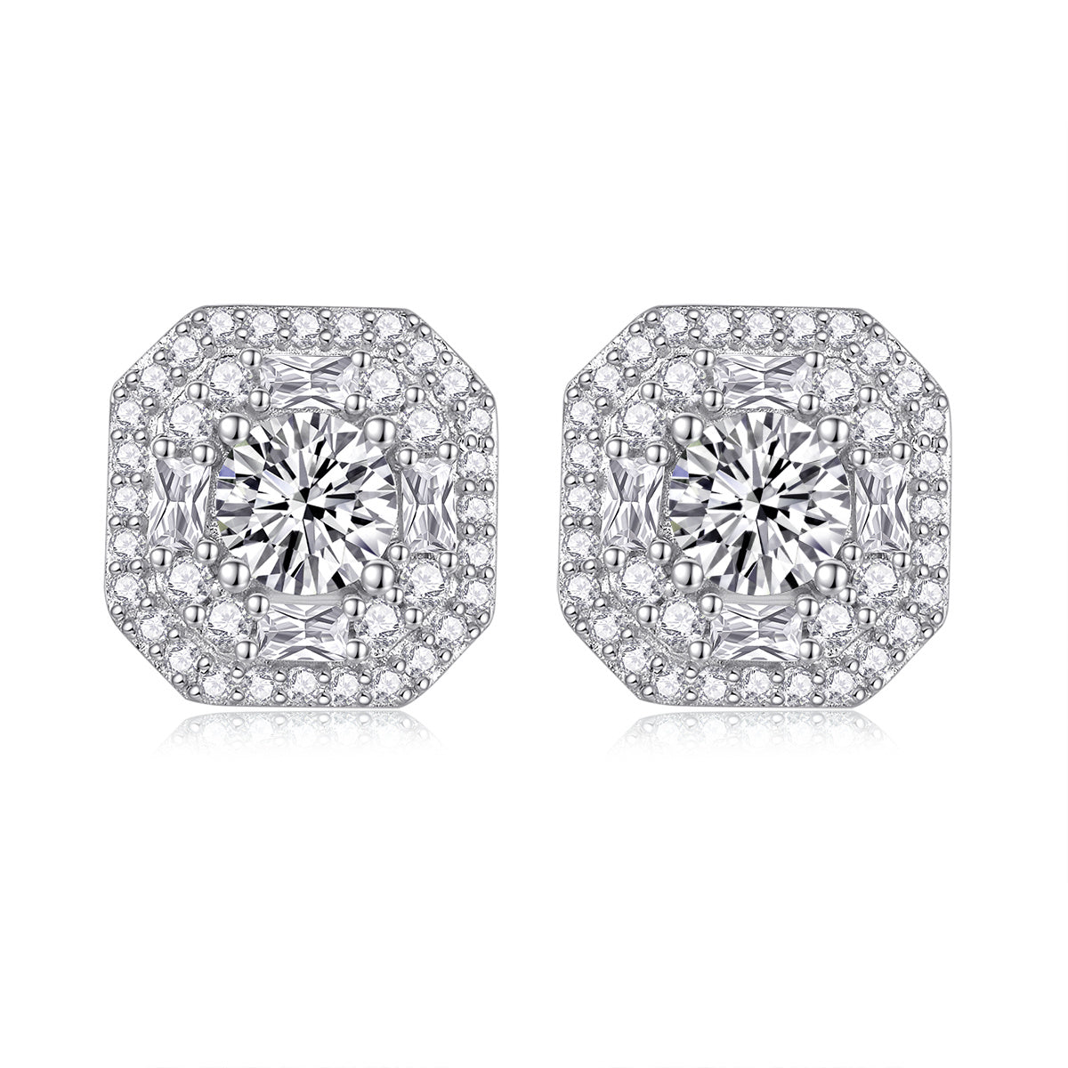 Luxury Moissanite Silver Diamond Stud Earrings