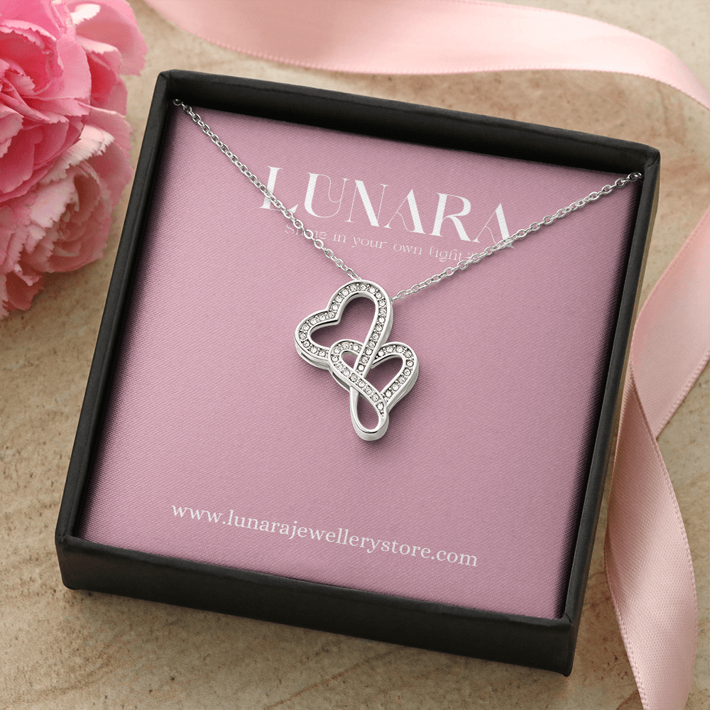 Double Heart Necklace Gift for Wife