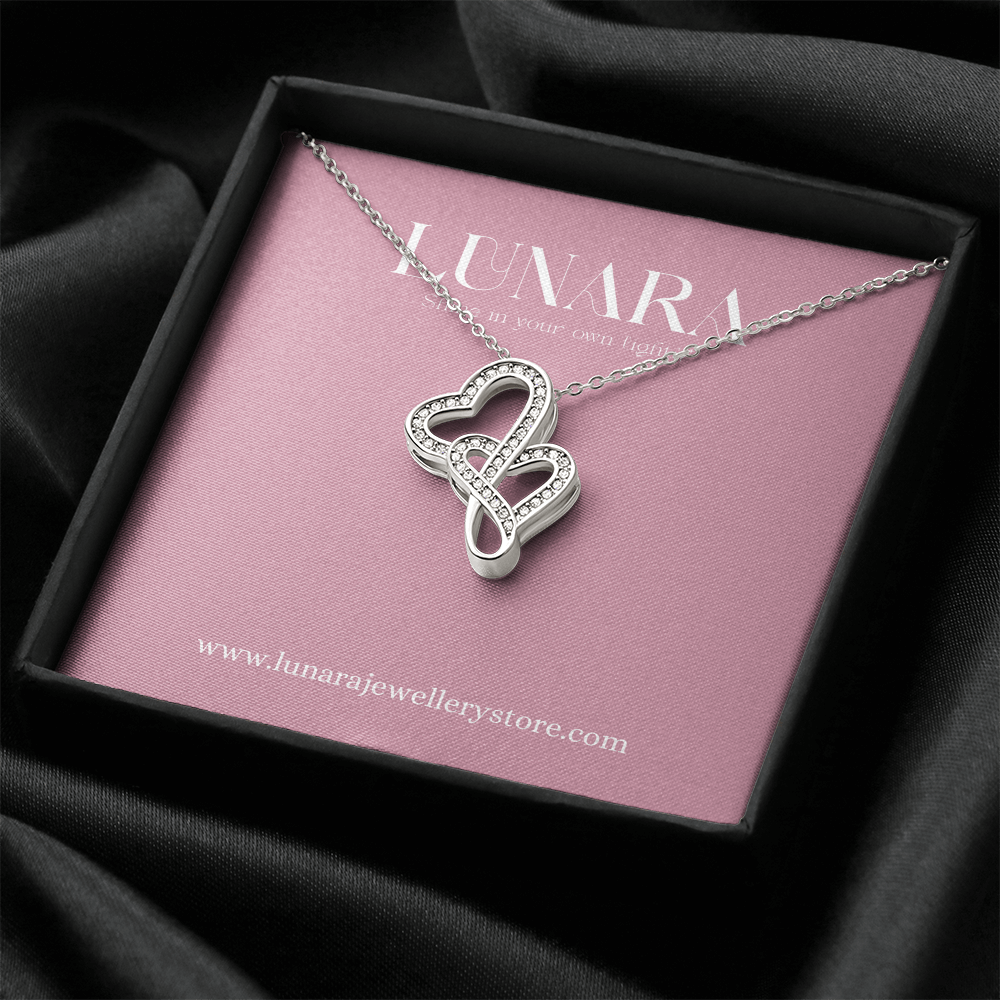 Double Heart Necklace Gift for Wife