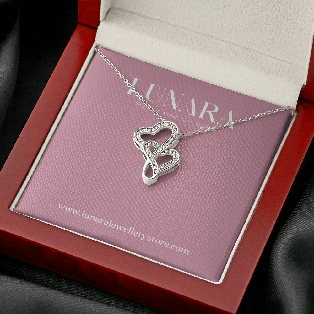 Double Heart Necklace Gift for Wife