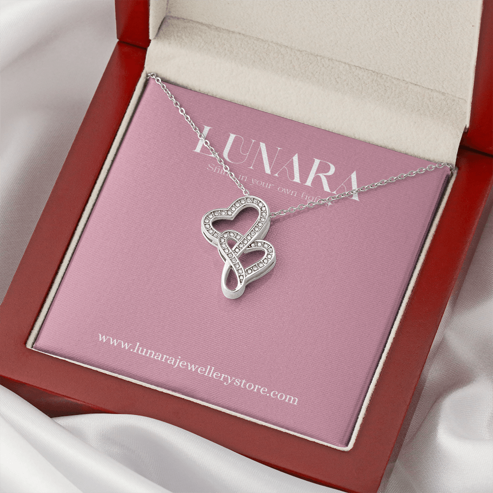 Double Heart Necklace Gift for Wife