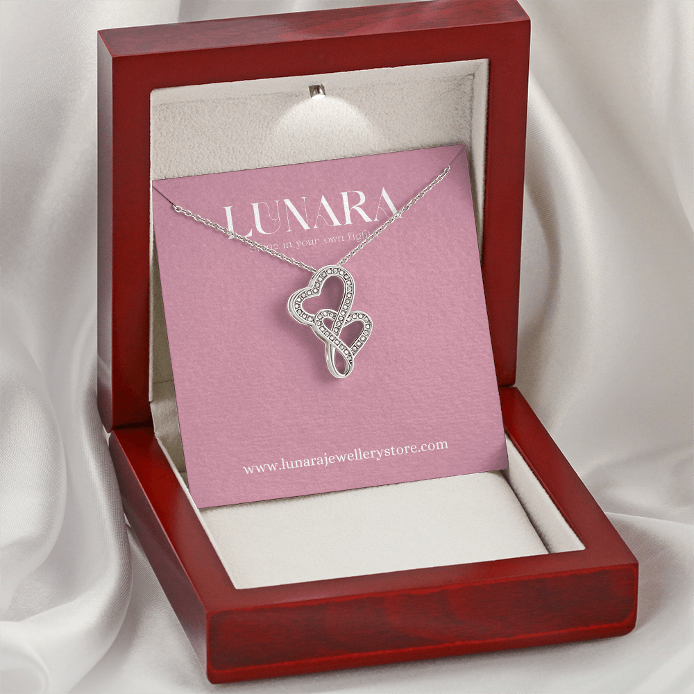 Double Heart Necklace Gift for Wife