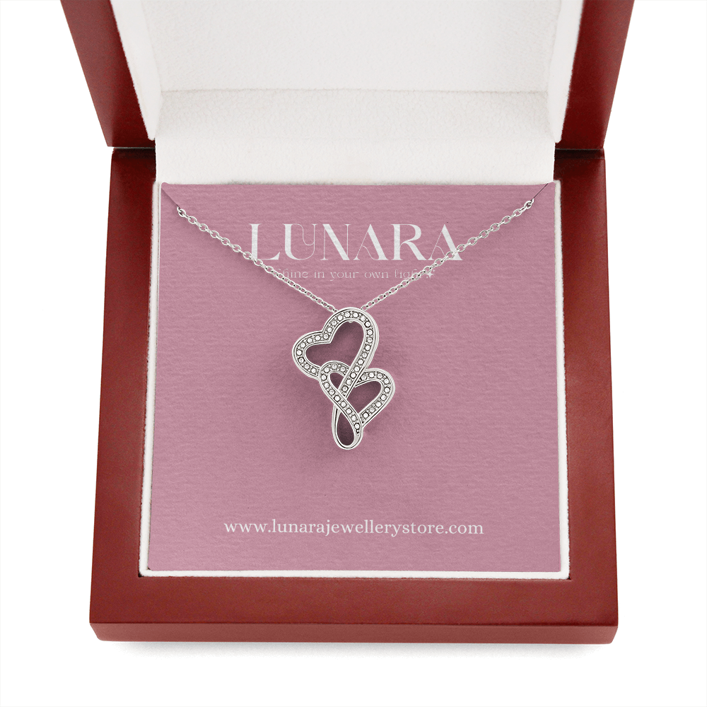 Double Heart Necklace Gift for Wife