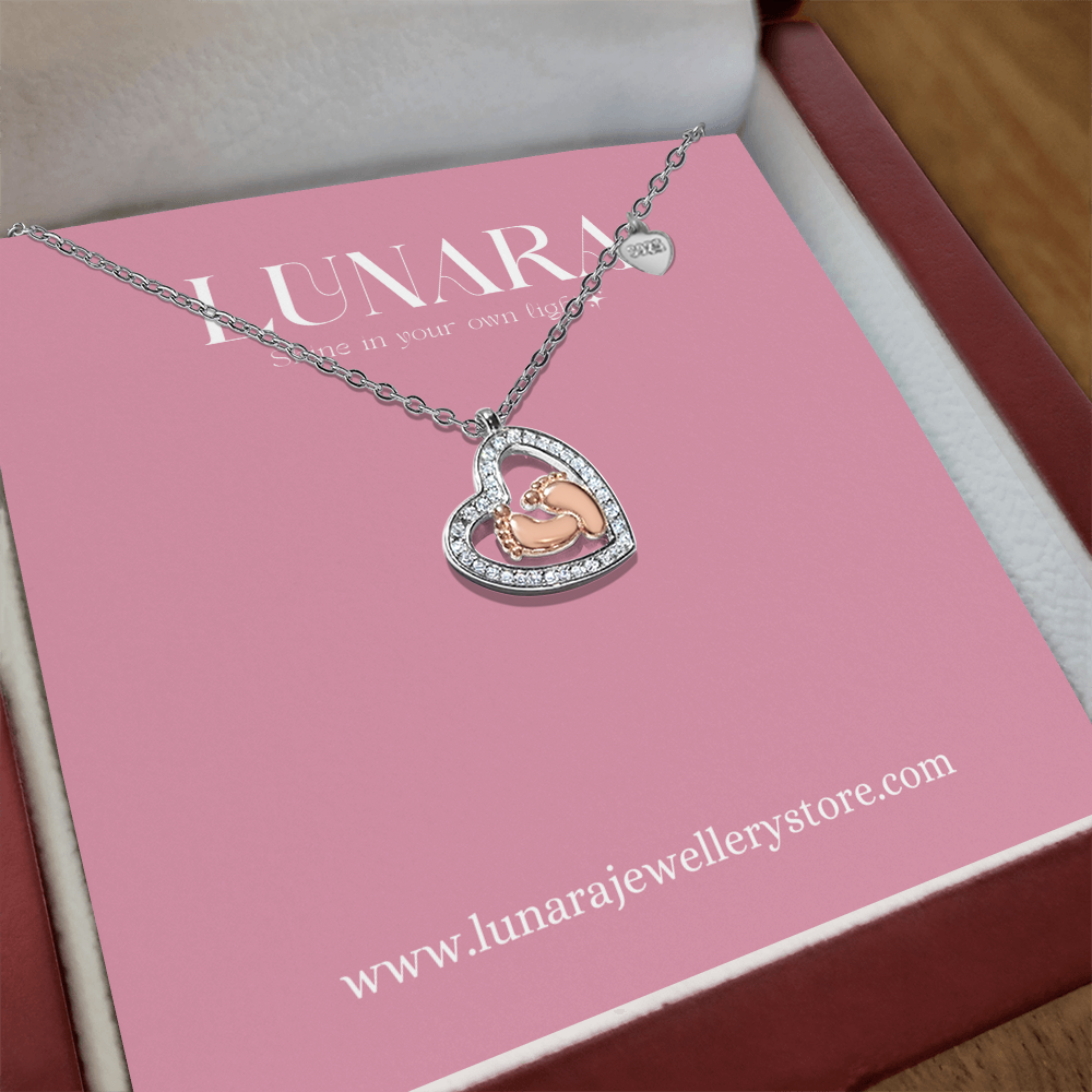 Baby Feet Heart Pendant Necklace