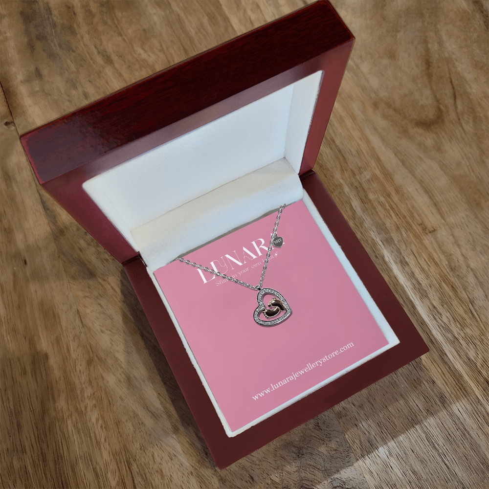 Baby Feet Heart Pendant Necklace