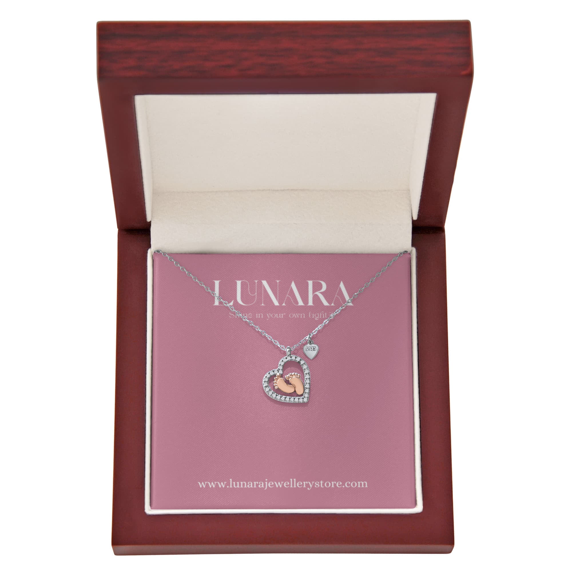 Baby Feet Heart Pendant Necklace